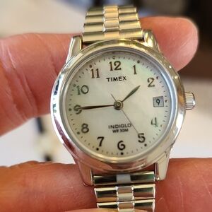 Timex Silver Stainless Steel Women's Watch with White Dial